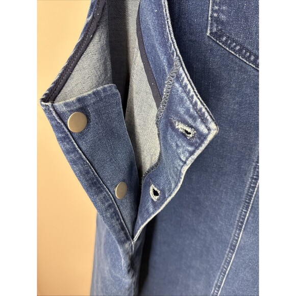 Agnes Orinda Denim Overall Dress Womens 2X Blue Distressed Raw Hem Jean Skirt - Picture 8 of 8